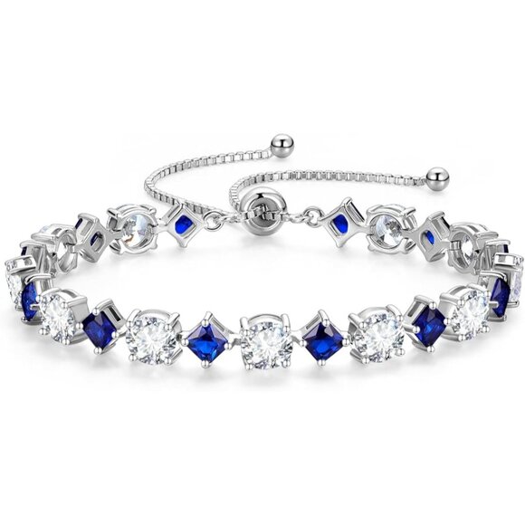 Rhythm of Light Silver Bolo Tennis Birthstone Bracelet 09-Sapphire